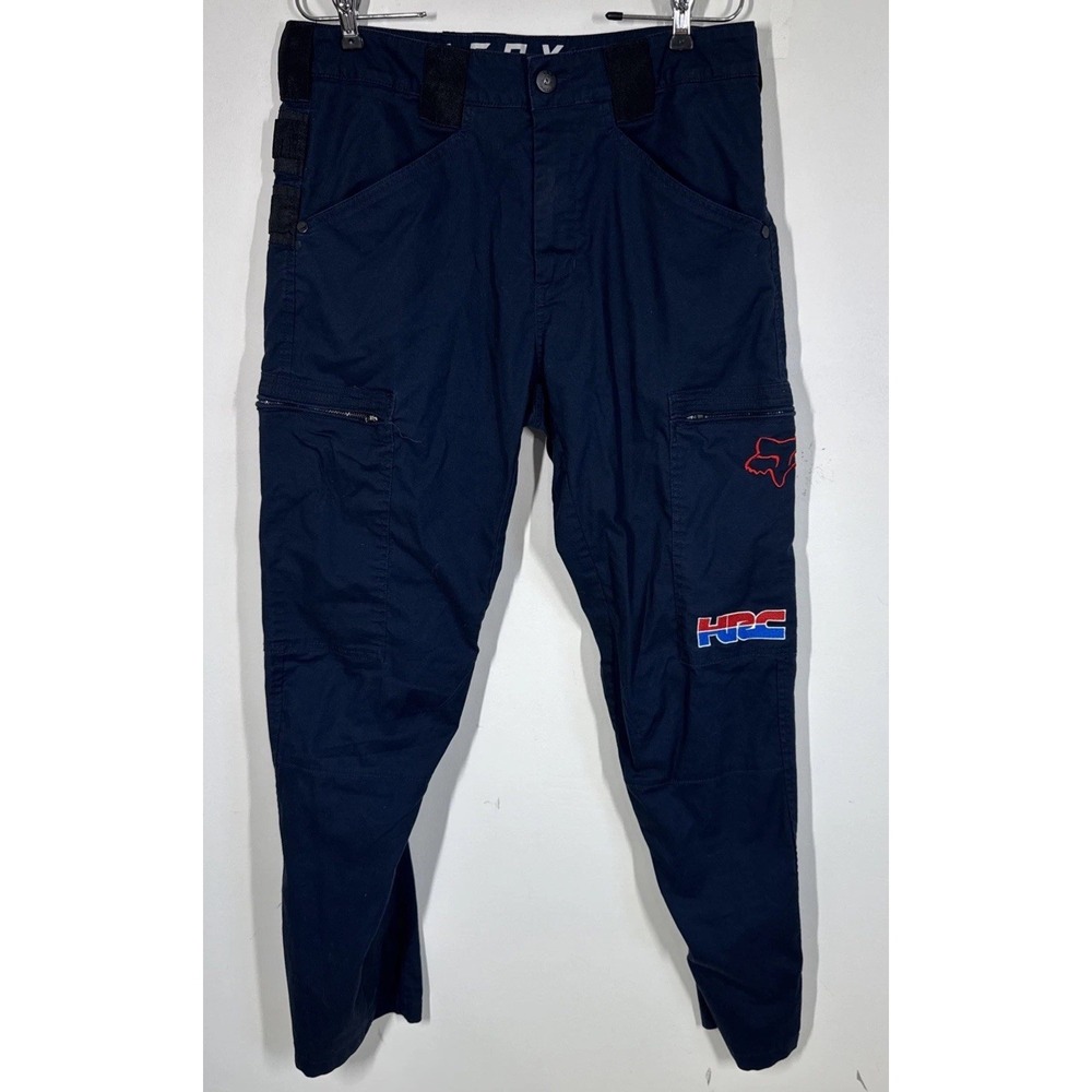 Fox Racing Navy Blue HRC Tech Pit Cargo Pants Men's 32 Stretch Zippered Pockets